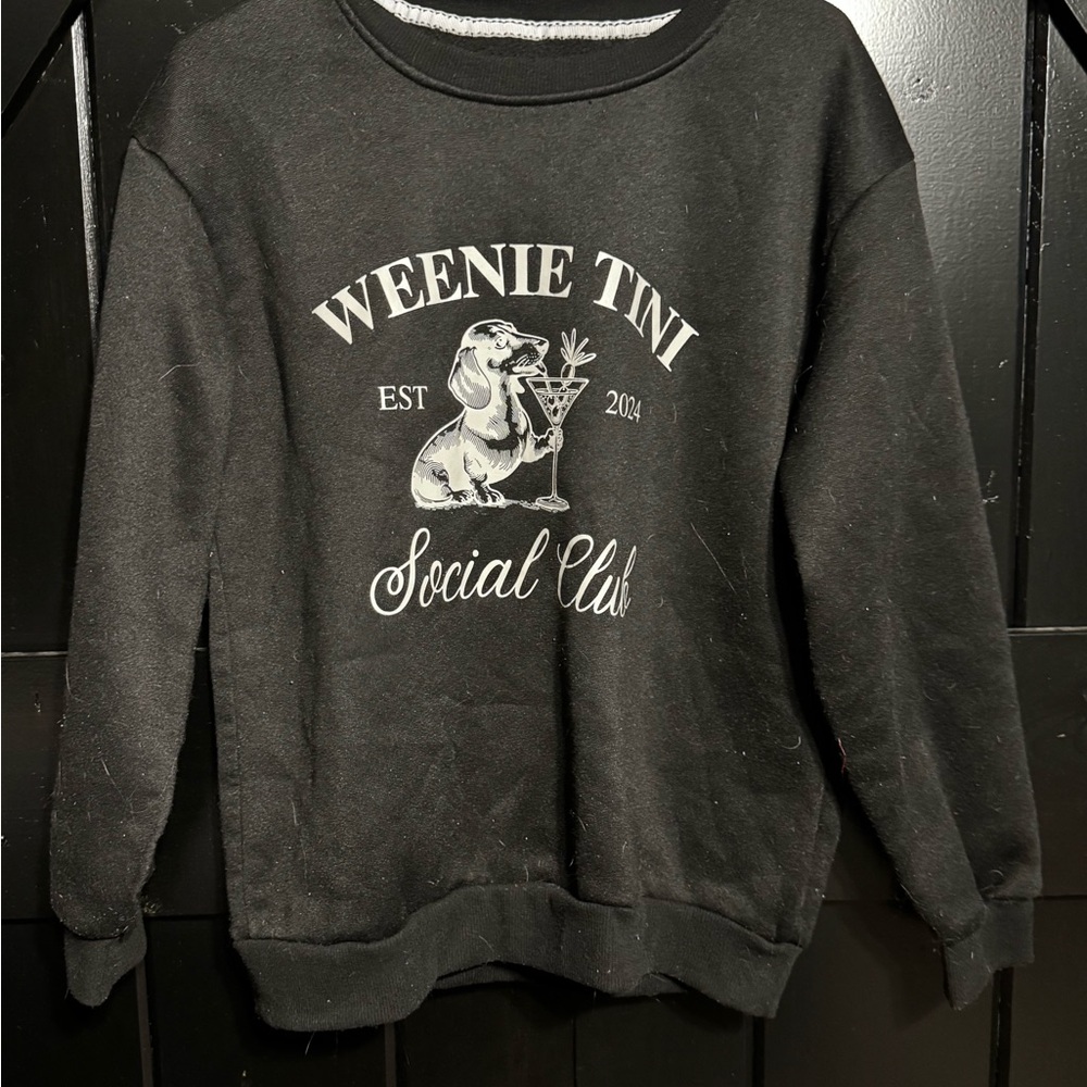 SHEIN Black Crew Neck Sweater with Graphic Print
